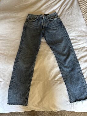 Agolde Women's Medium Blue Straight Leg Jeans Organic Cotton